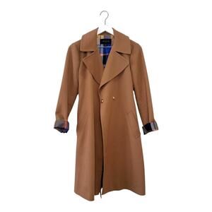 Ann Taylor Camel Plaid Lined Trench Coat Jacket Women’s Size XS